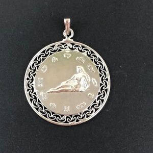 Vintage Hobe Silvertone Virgo Zodiac Signs Pendant
